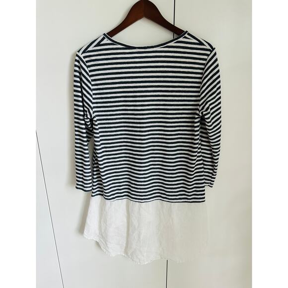 Cut Loose Women's Linen Top/T Shirt Braton Strip Nautical Size M Lagen Look - Picture 5 of 9